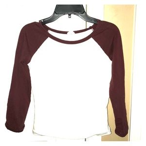 Red and white baseball tee